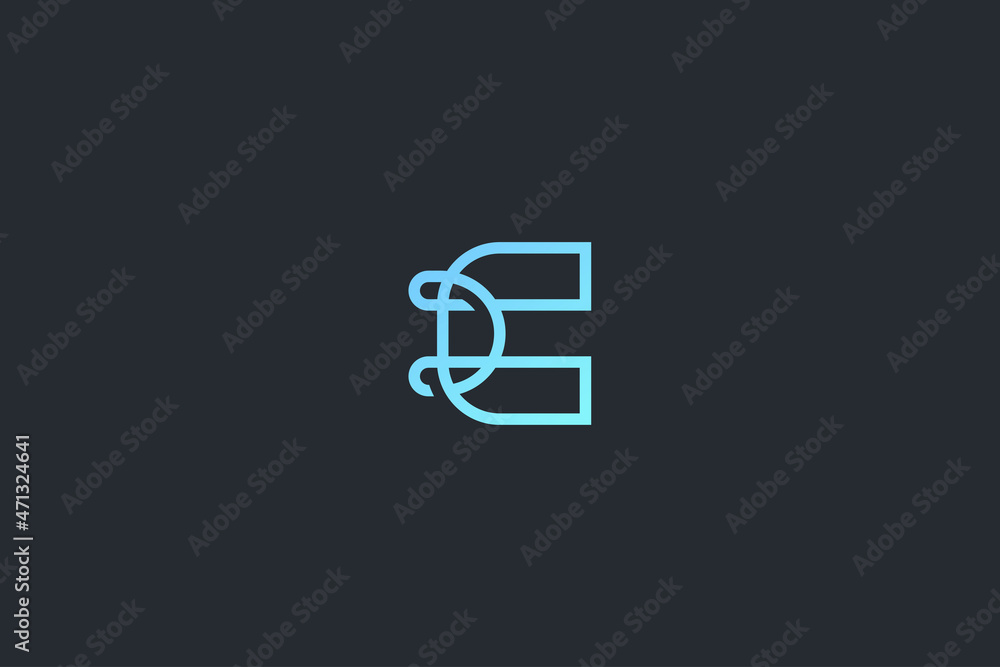 Modern Geometrical Letter C Technology Vector Logo Template on Dark Background Modern Geometrical Letter C Technology Vector Logo Template on Dark Background