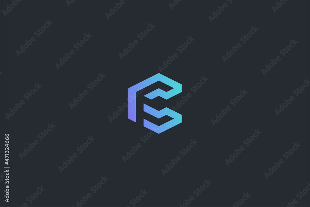 Modern Geometrical Letter C Technology Vector Logo Template on Dark Background Modern Geometrical Letter C Technology Vector Logo Template on Dark Background