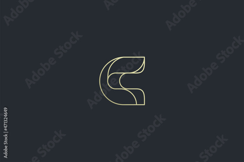 Elegant Geometrical Letter C Luxury Vector Logo Template on Dark Background