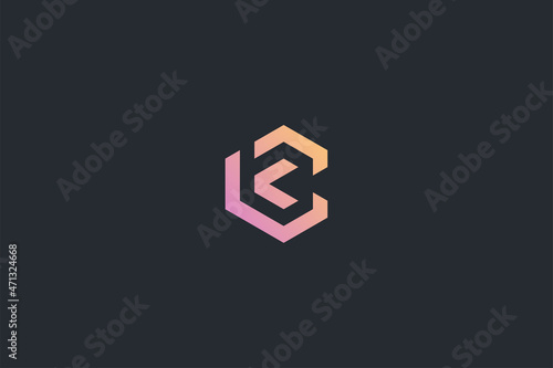 Modern Geometrical Letter C Technology Vector Logo Template on Dark Background