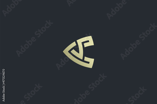 Elegant Geometrical Letter CS Luxury Vector Logo Template on Dark Background