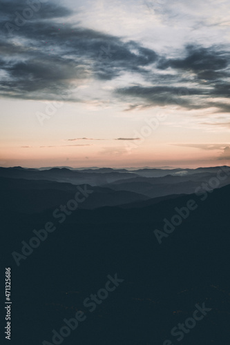 fog in the mountains sky nature cloud forest tree panorama sunset