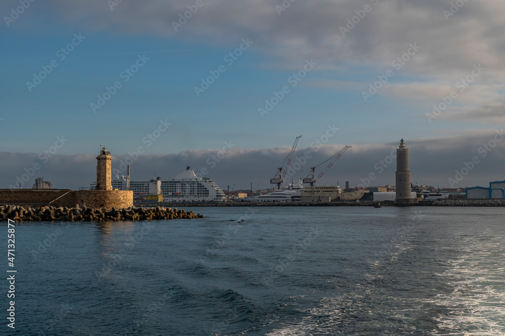 The lighthouses of the Medici port of Livorno, Italy