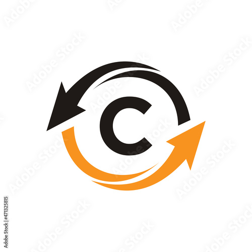Finance logo with C letter concept. Marketing And Financial Business Logo. C Financial Logo Template with Marketing Growth Arrow