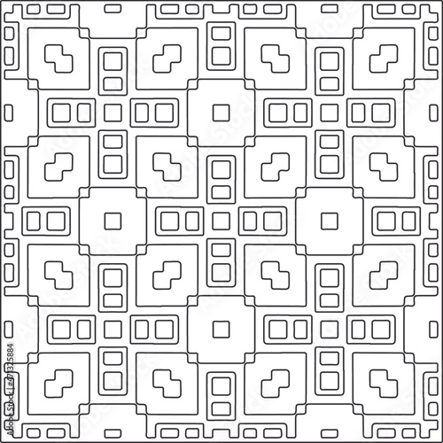  Abstract illustration in Line Art style.Black pattern for wallpapers and backgrounds. 