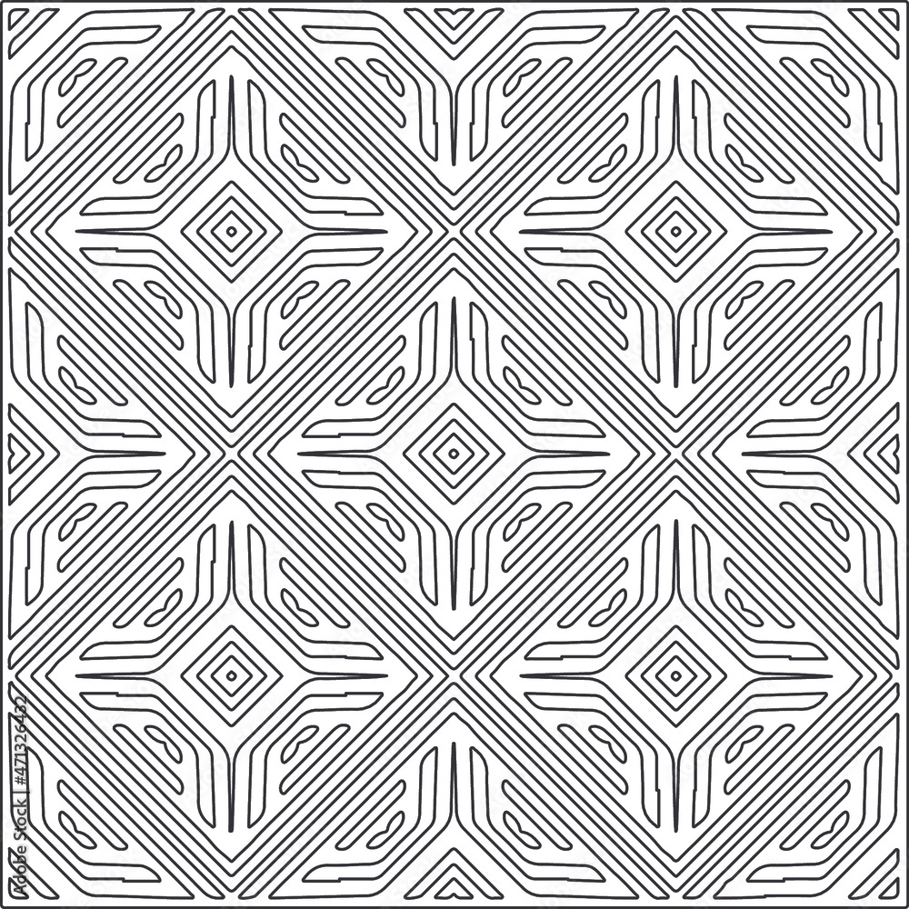  Abstract illustration in Line Art style.Black  pattern for wallpapers and backgrounds. 
