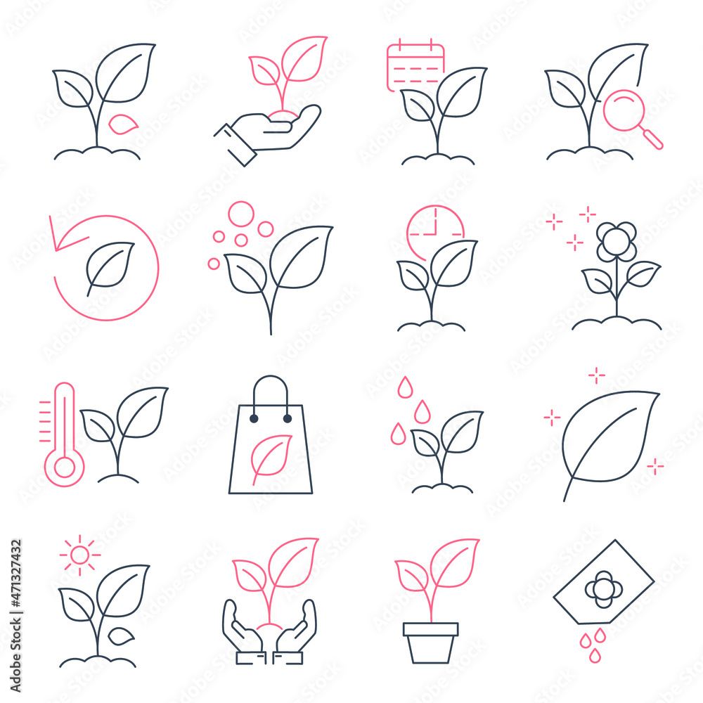 Plants icons set.Plants pack symbol vector elements for infographic web Plants icons set.Plants pack symbol vector elements for infographic web
