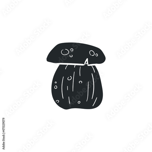Boletus Icon Silhouette Illustration. Mushroom Vector Graphic Pictogram Symbol Clip Art. Doodle Sketch Black Sign.