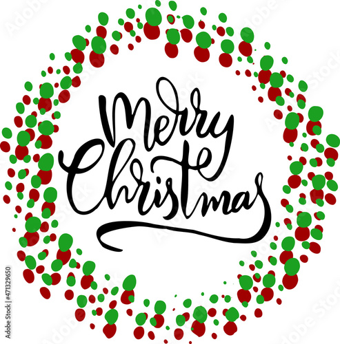 Merry Christmas Wreath For Postcards, Poarch Signs, T-shirts, Mugs, Wrapping Paper, etc 