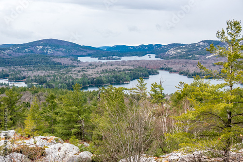 Looking out from the LaCloche backpacking trail in Killarney Provincial Park . Shot in late November, Ontario Canada.