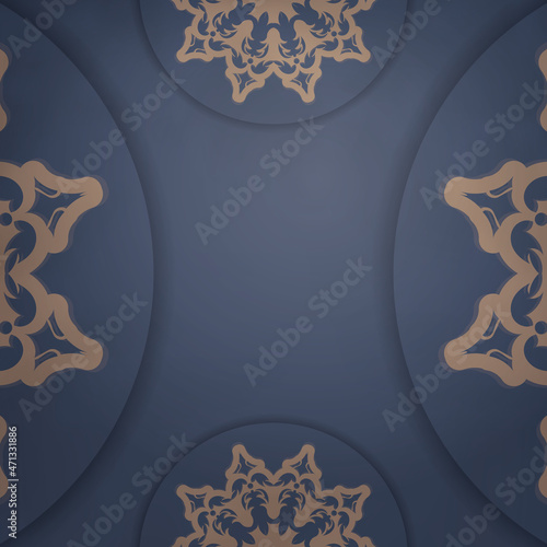 Template Congratulatory Flyer in blue with Indian brown ornaments prepared for printing.