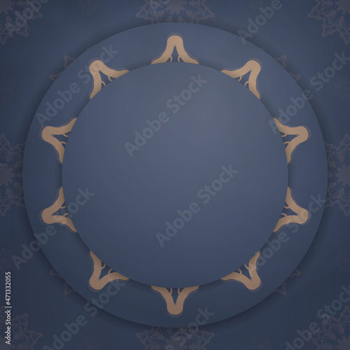 Template Congratulatory Flyer in blue with Indian brown pattern prepared for printing.