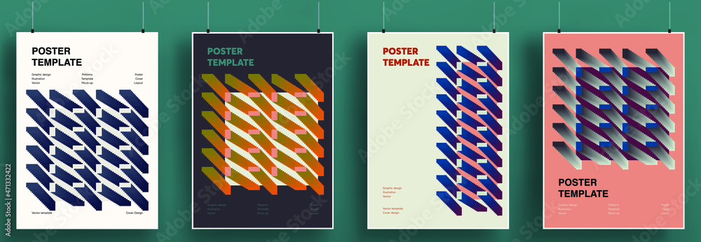 Minimal cover designs. Set of templates with geometric elements. Bauhaus and retro shapes. Eps10 vector.