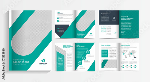 Brochure creative design. Multipurpose template, include cover, back and inside pages. Trendy minimalist flat geometric design. Vertical a4 format.