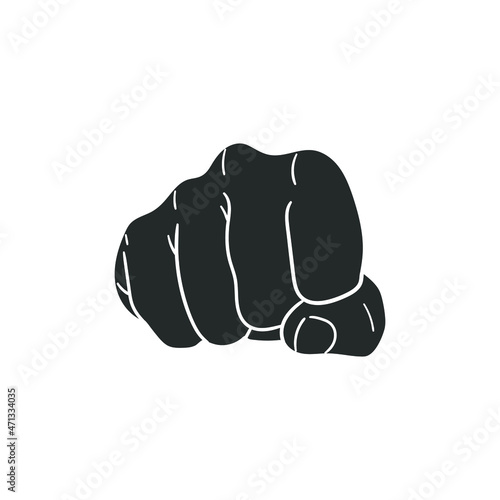 Fist Hand Icon Silhouette Illustration. Punch Vector Graphic Pictogram Symbol Clip Art. Doodle Sketch Black Sign.
