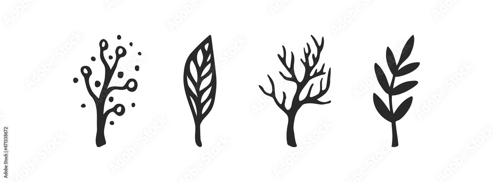 Set of leaves silhouette of plants, leaves, plant design. Vector illustration Set of leaves silhouette of plants, leaves, plant design. Vector illustration