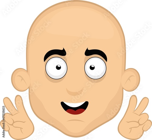Wallpaper Mural Vector illustration of the face of a bald man cartoon making with a hands the symbol of love and peace or v victory Torontodigital.ca