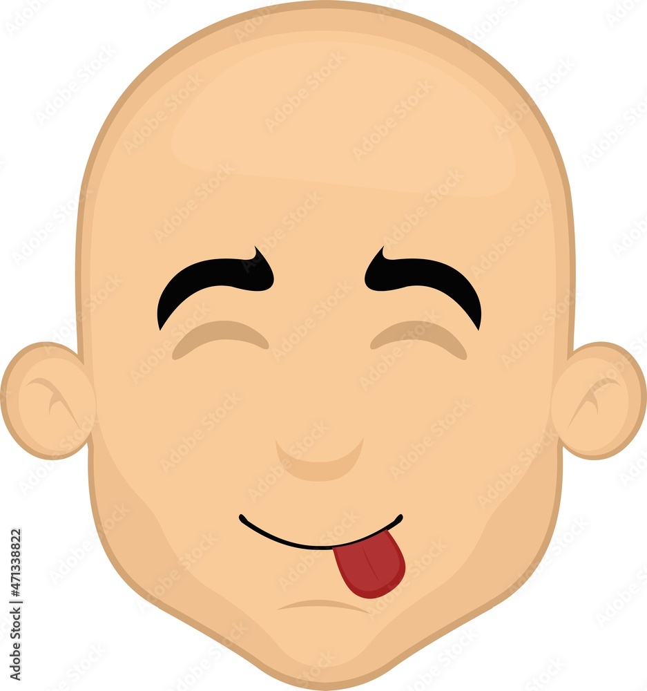 Vector illustration of a cartoon bald man's face with a yummy, delicious expression Vector illustration of a cartoon bald man's face with a yummy, delicious expression