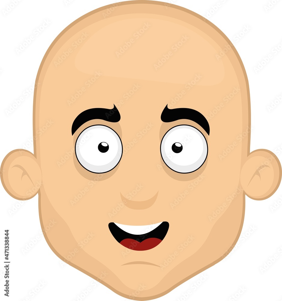 Vector emoticon illustration of a cartoon bald man's face with a happy expression Vector emoticon illustration of a cartoon bald man's face with a happy expression