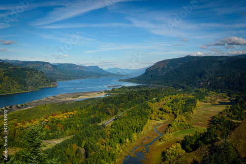 The Columbia river gorge by a sunny fall afternoon