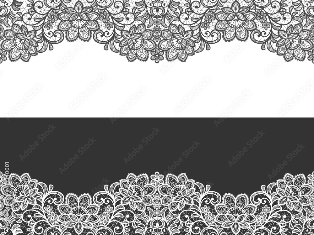 lace seamless flowers decoration element. lace ribbon - obrazy, fototapety, plakaty 