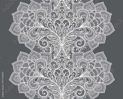 lace seamless flowers decoration element. lace ribbon