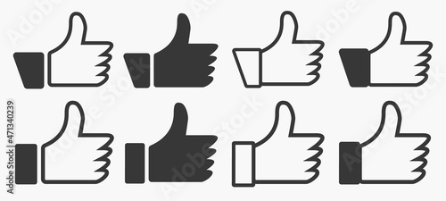 Set thumb up icon vector. Finger up symbol. I like signs, like it, Yes, good sign isolated vector