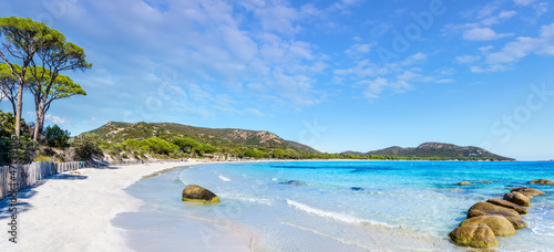 Landscape with Palombaggia beach in Corsica island, France