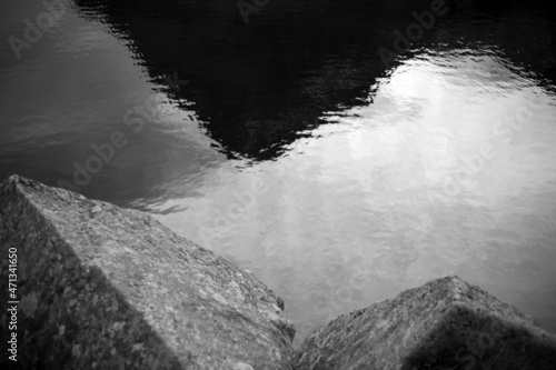 sunset on the lake's shore on dolomites