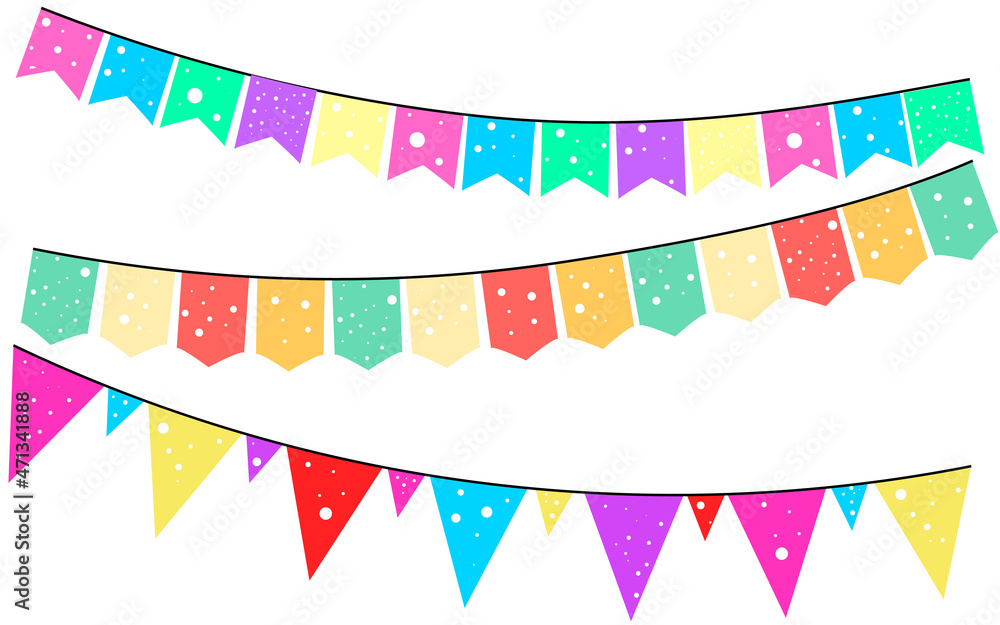 Obraz premium Bunting set. Set of sketch with flags. vector illustratoin.