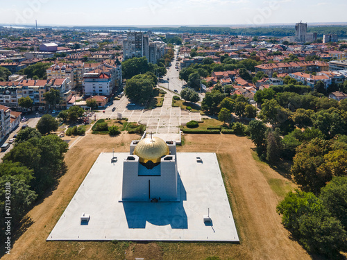 Aerial view of Pantheon of National Revival Heroes in Ruse, Bulgaria photo