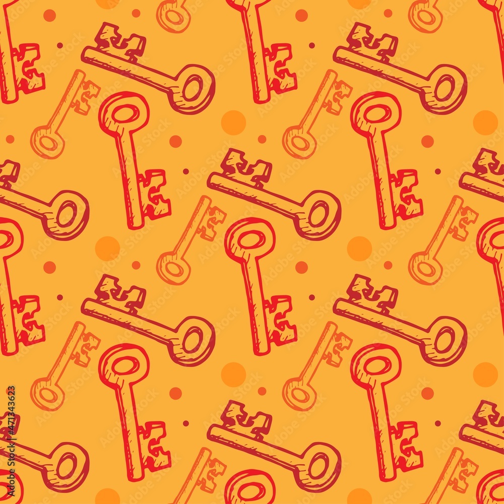 Seamless pattern of keys. hand drawn vector illustration for print or web design Seamless pattern of keys. hand drawn vector illustration for print or web design