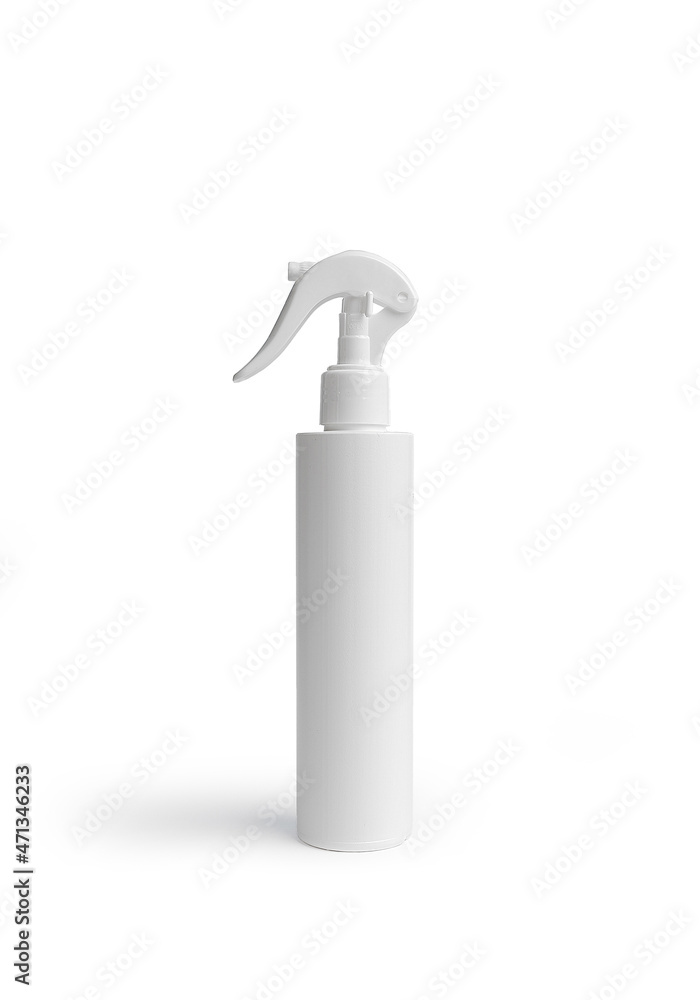 Plastic spray bottle on white background
