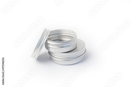 silver metal container for creme