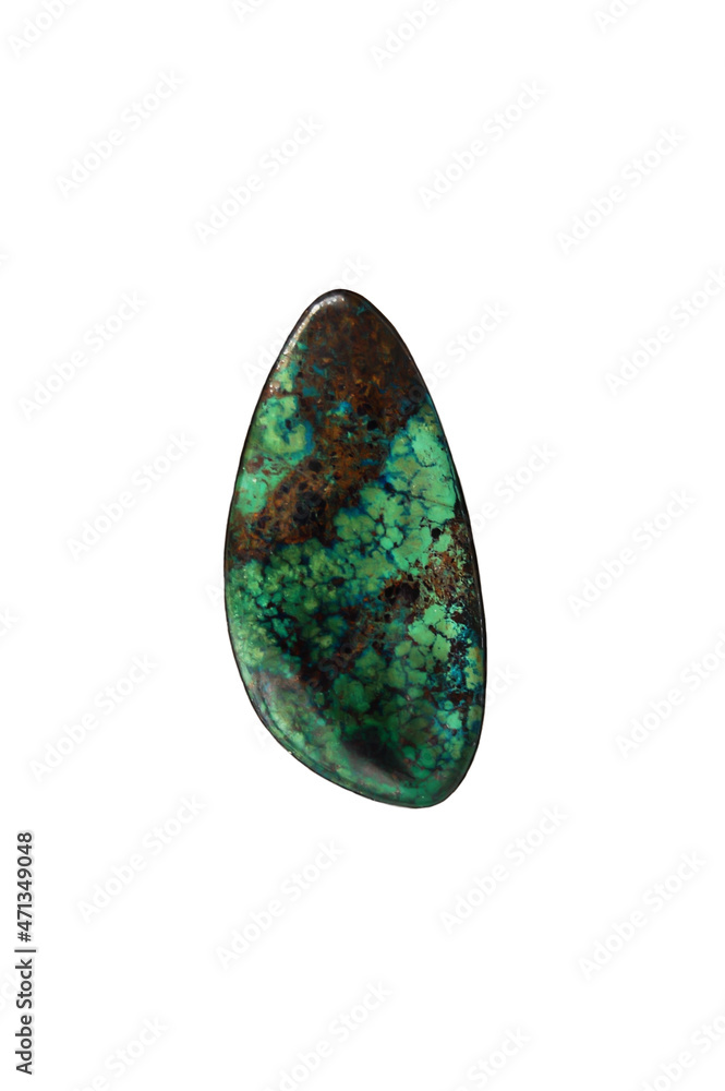 ..Green polyshed natural chrysocolla stone isolated at white background. Heart and throat chakra stone for lithotherapy. ..Green polyshed natural chrysocolla stone isolated at white background. Heart and throat chakra stone for lithotherapy.