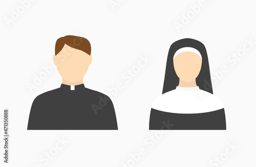 catholic priest and nun icon- vector illustration