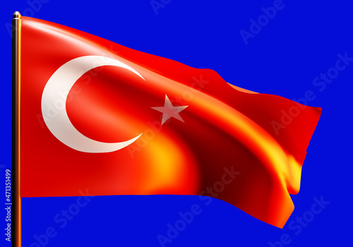 Flag of Turkey is flutterin...