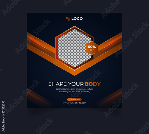 Gym workout fitness social media post design