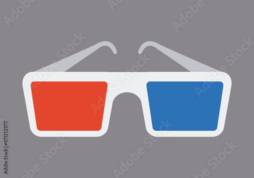 Gafas de 3D para cine en fondo gris.
