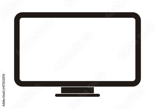 Icono negro de pantalla en fondo blanco.