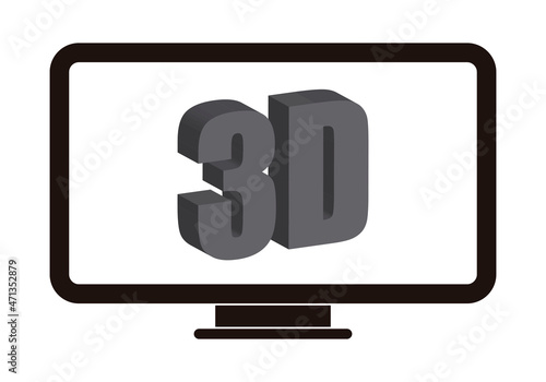 Pantalla de 3D negra en fondo blanco.