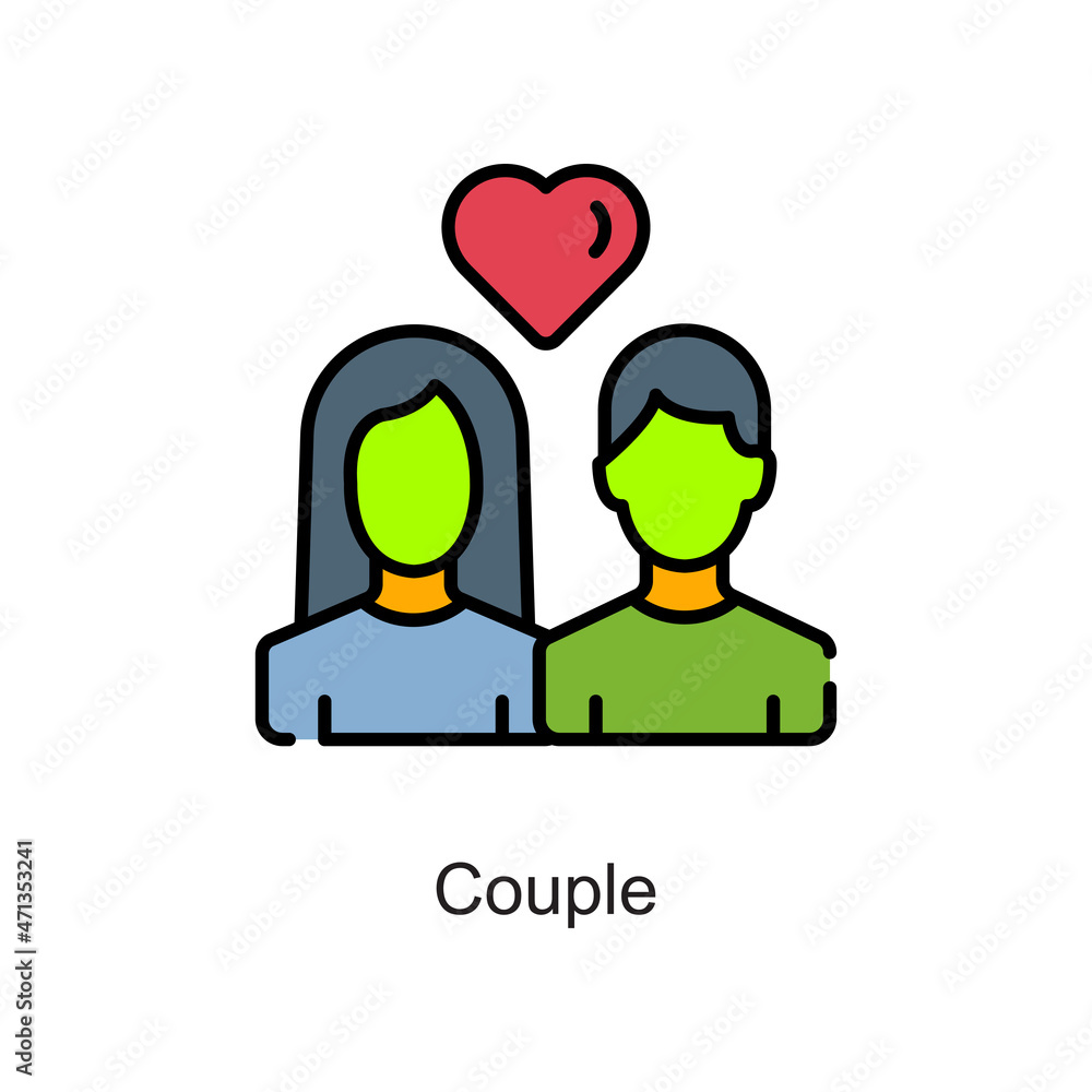 Couple vector fill outline Icon. Pixel Perfect. For Mobile and Web. stock illustration