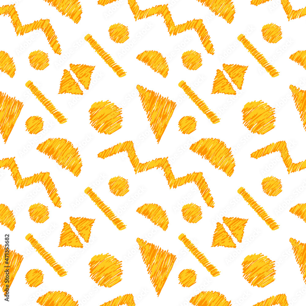 Yellow shapes ethnic seamless pattern. Icat abstract geometric vector illustration. Yellow shapes ethnic seamless pattern. Icat abstract geometric vector illustration.