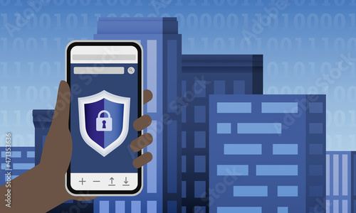 Smartphone Cyber Security in der Smart City durch Digitalisierung Firewall Sicherheit