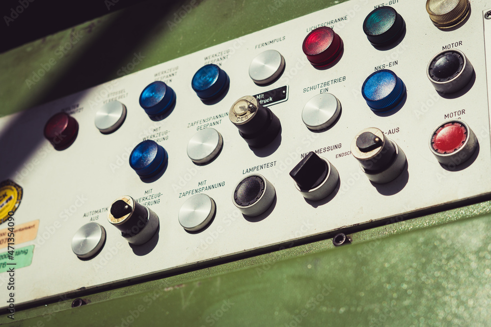 Electrical lighting buttons and control panel switch board.