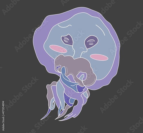 sad jellyfish with a man's face photo