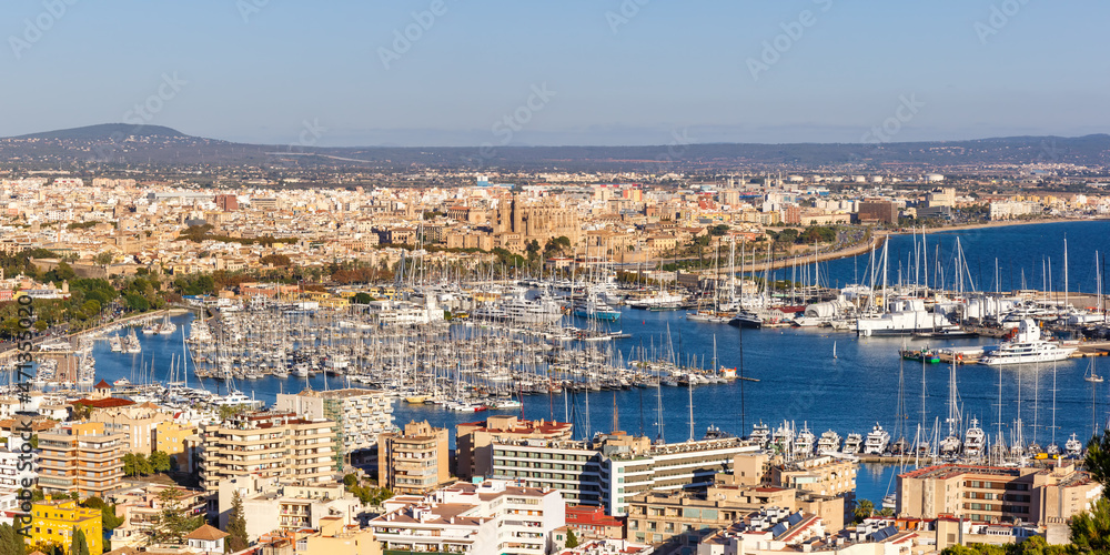 Palma de Mallorca marina harbor port with boats travel traveling holidays vacation panorama in Spain