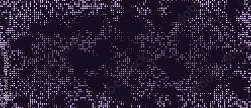 Halftone. Pattern. Abstract dotted background. Texture of dots. Matrix code. Purple gradient background. Vector illustration.