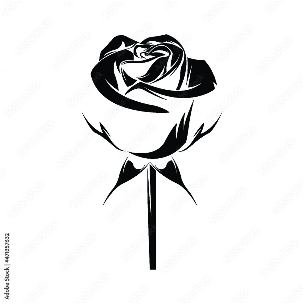 Rose flower silhouette Rose flower silhouette
