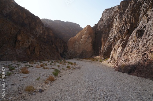 Hiking in twilight in Shehoret mountains, south Israel 